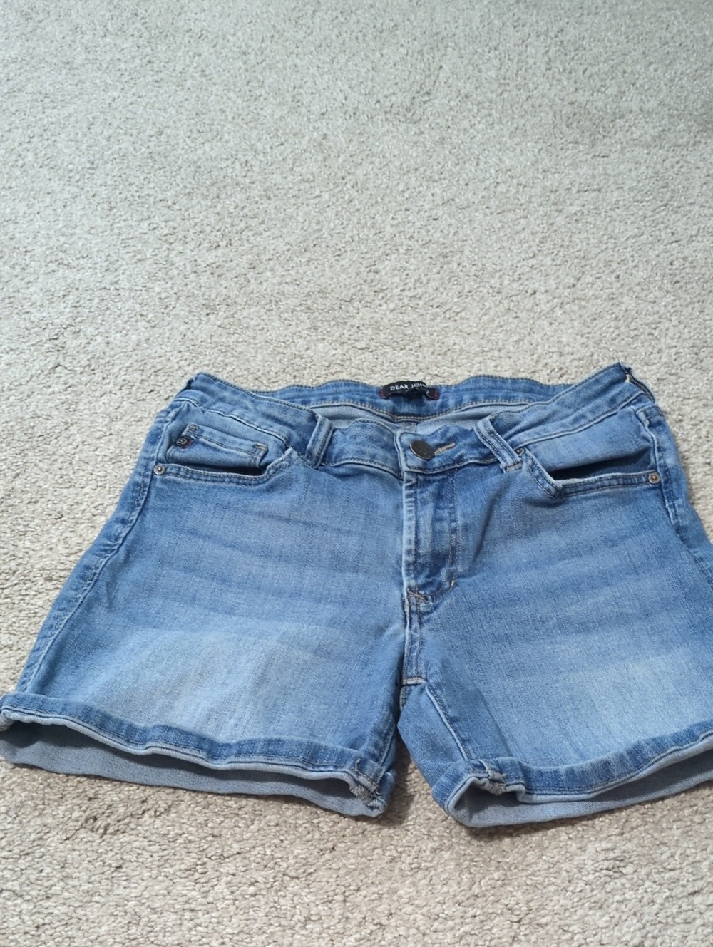 Dear John Faded Blue Denim Shorts with Contrast Stitching